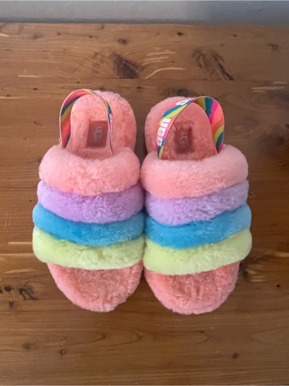 UGG Kids Rainbow Fuzzy Slipers